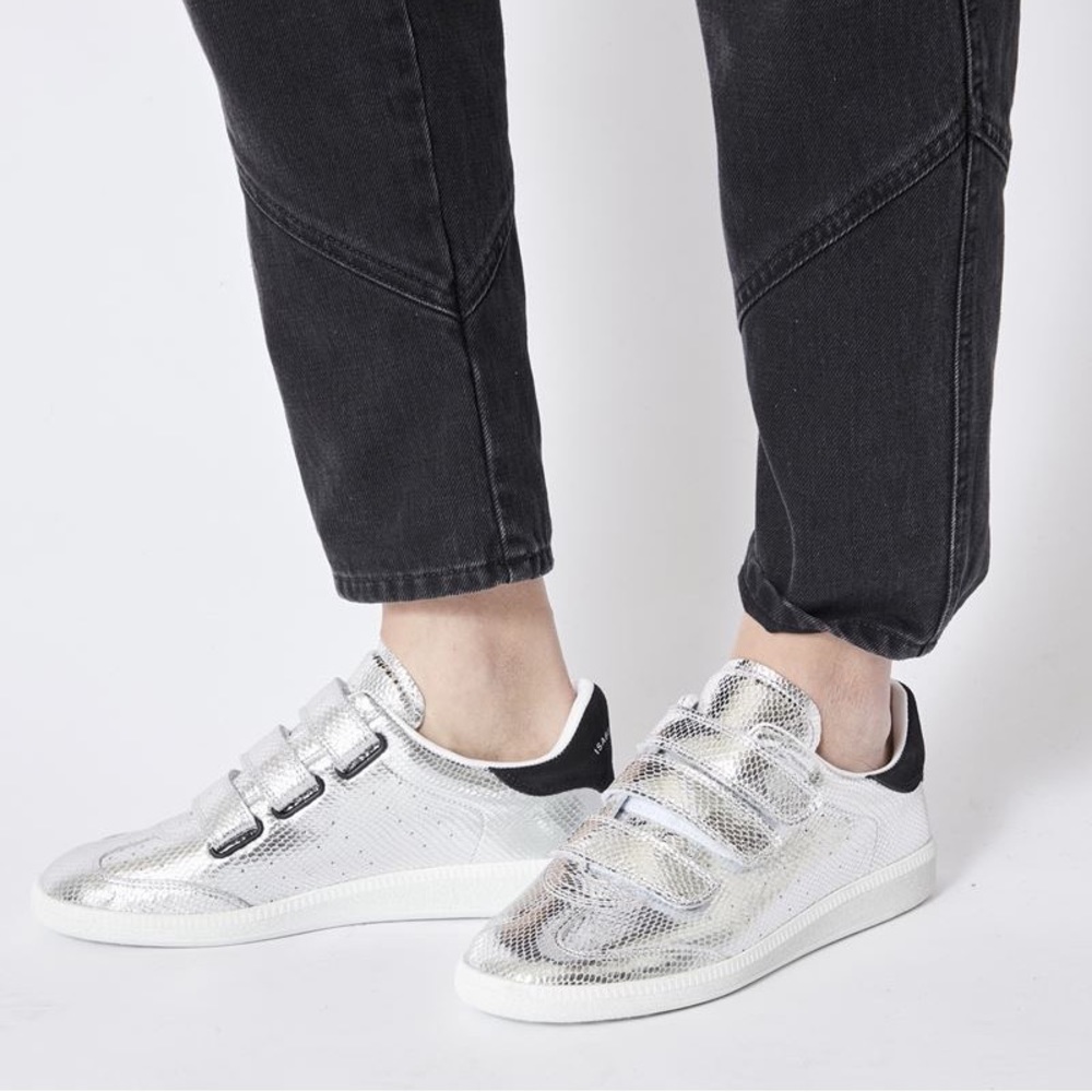 Isabel Marant Beth Sneakers - snake embossed leather silver size 37 / 7
